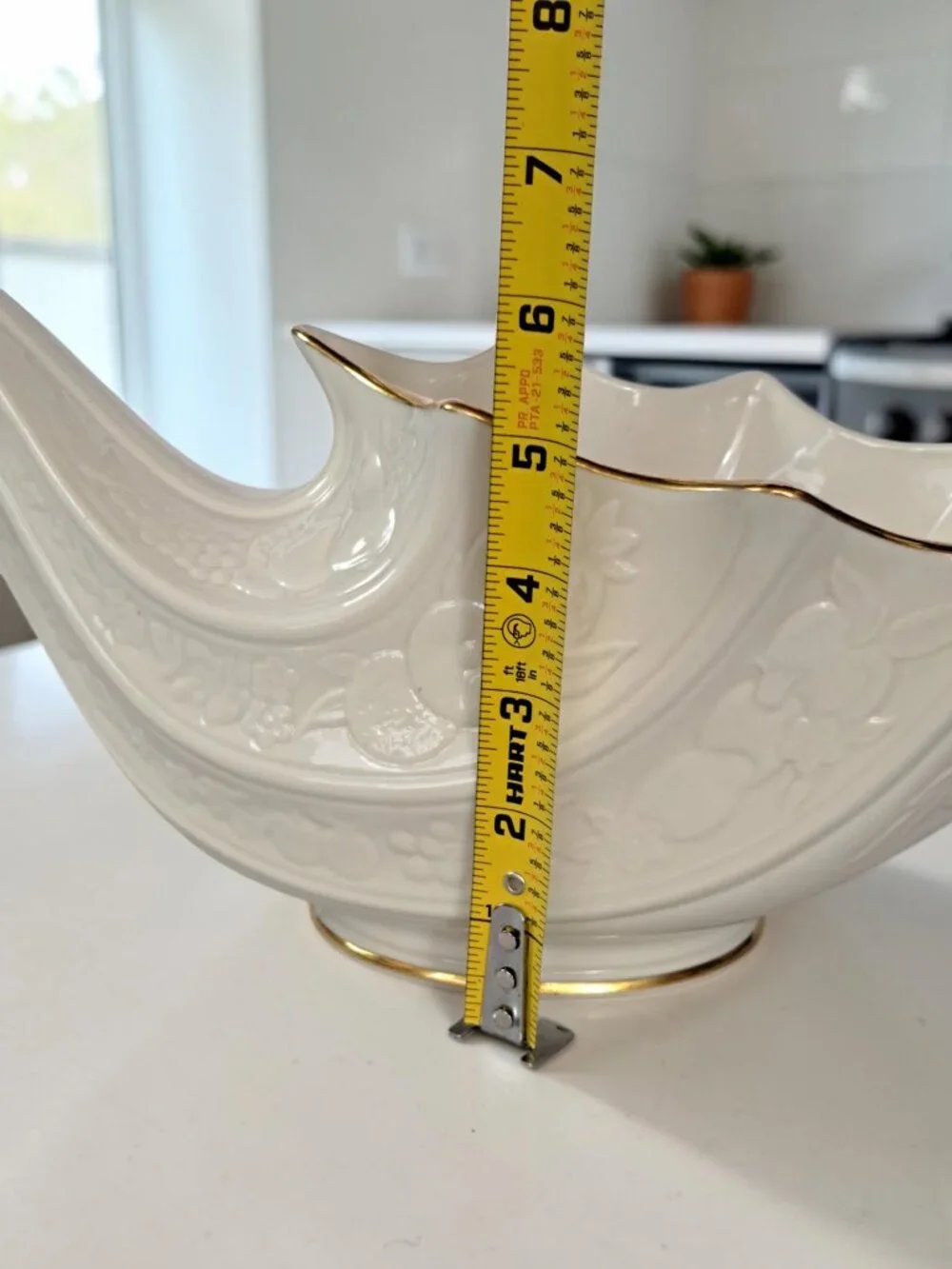 Lenox “Fruits of Life” Cornucopia – Fine Ivory China Centerpiece w/ Gold Trim